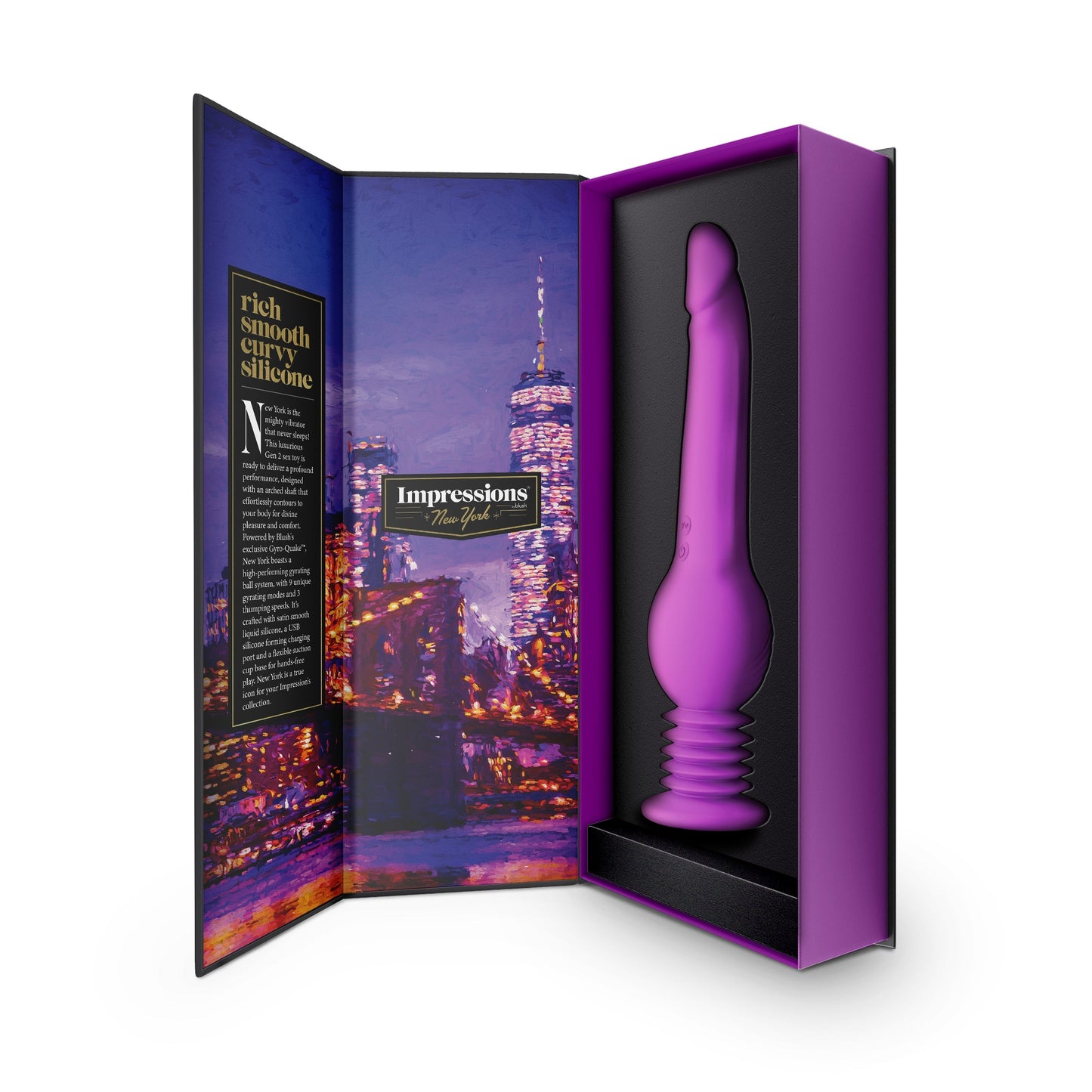 New York Gyro Quake Thrusting 9.75 Inch Silicone Dildo - Purple