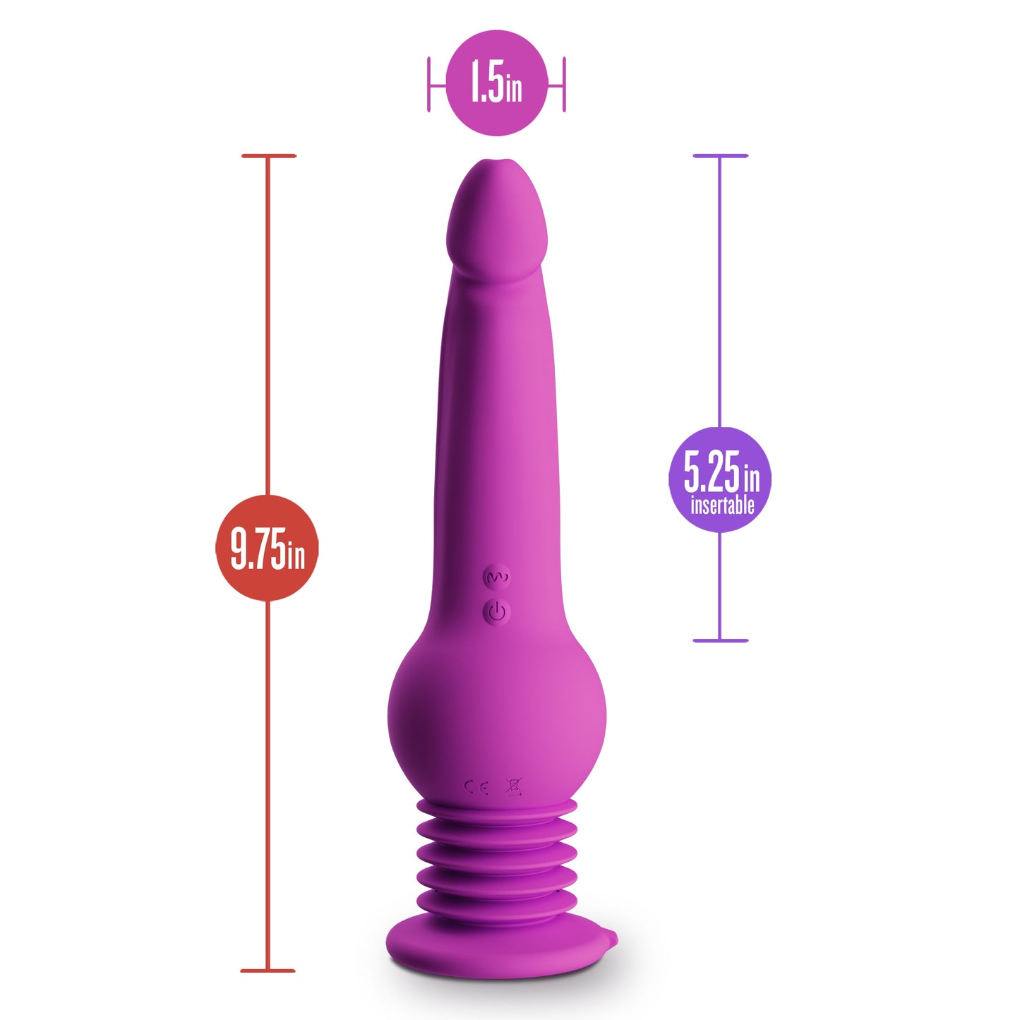 New York Gyro Quake Thrusting 9.75 Inch Silicone Dildo - Purple