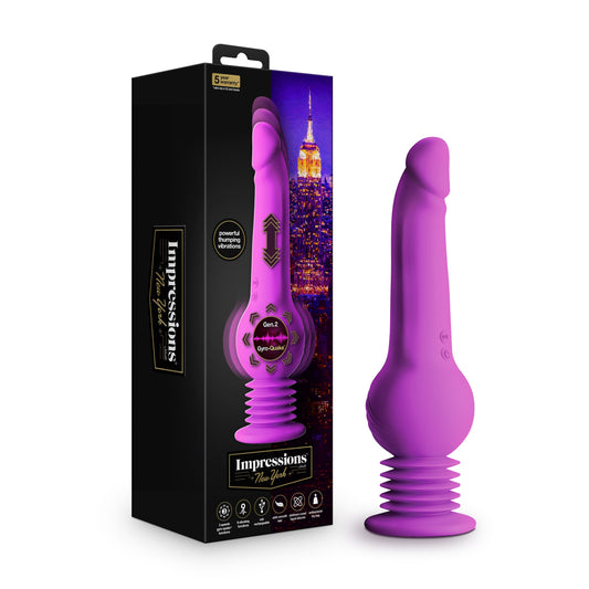 New York Gyro Quake Thrusting 9.75 Inch Silicone Dildo - Purple