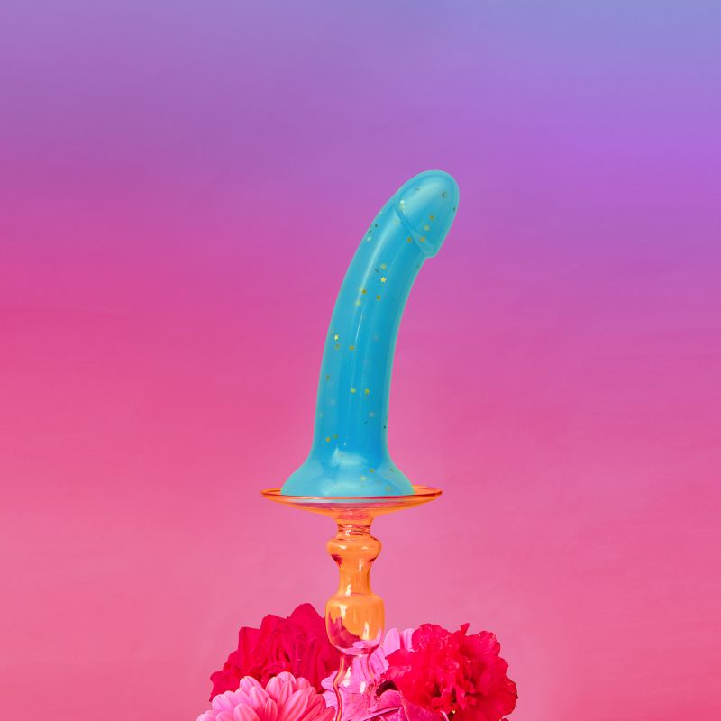 Nightfall Teal Glitter 7 inch Silicone Dildo