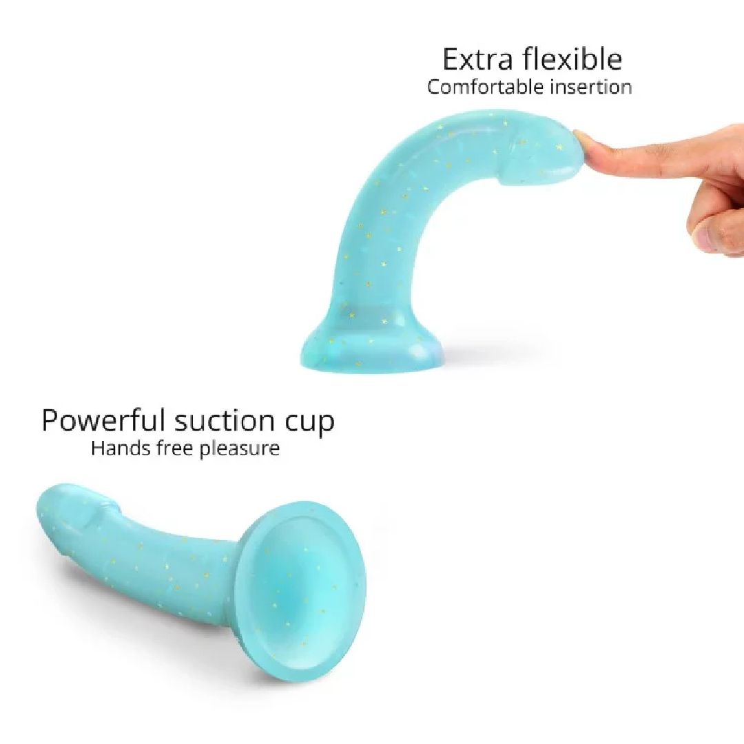 Nightfall Teal Glitter 7 inch Silicone Dildo