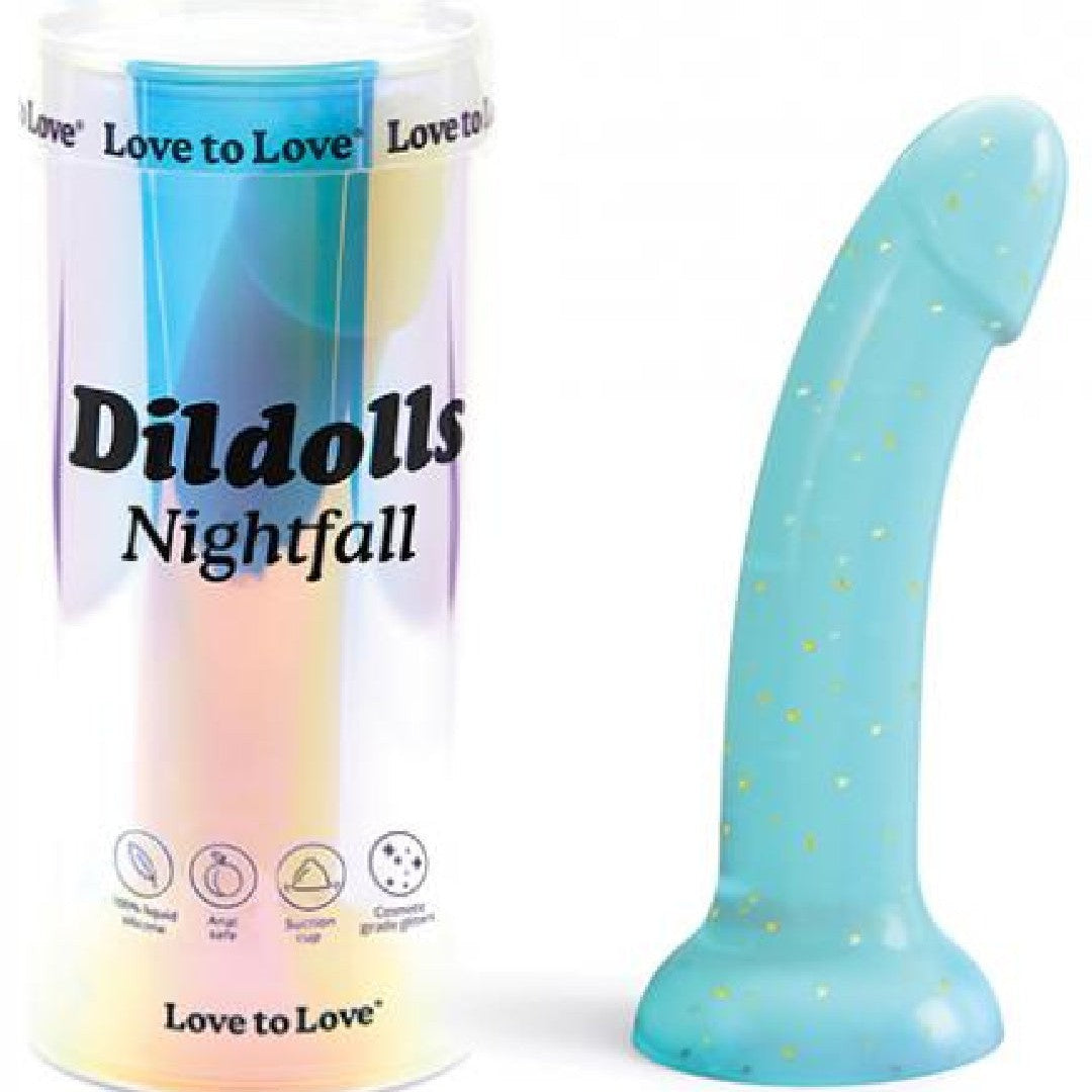 Nightfall Teal Glitter 7 inch Silicone Dildo