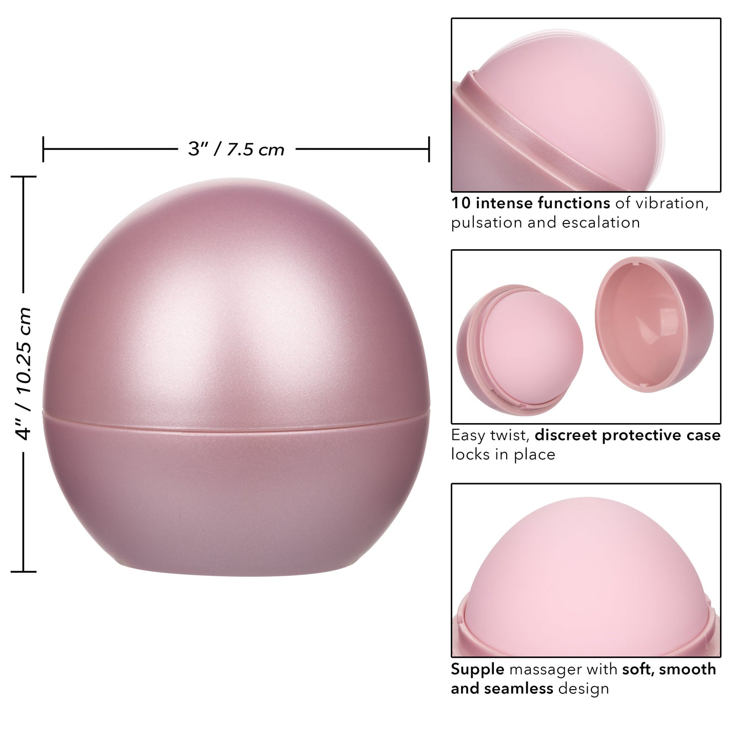 Opal Smooth Discreet Ultra Powerful External Vibrator with Lid - Pink