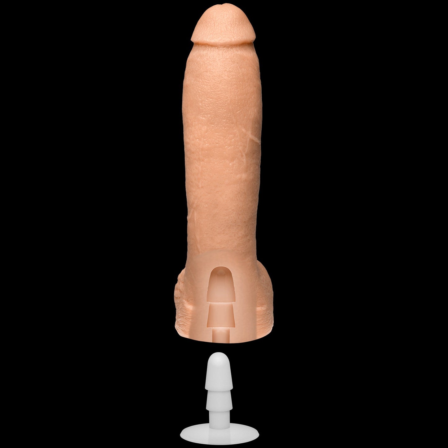 Realistic Cock Squirting 9.5" Dildo w/ Removable Vac U Lock Suction Cup - Vanilla