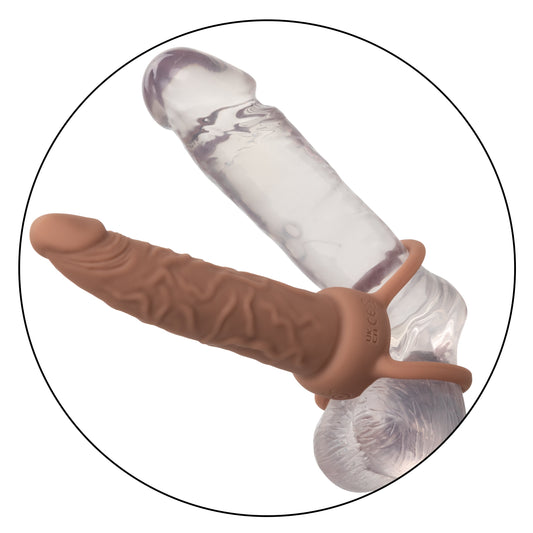 Performance Maxx Double Penetration Vibrating Dildo - Light Chocolate