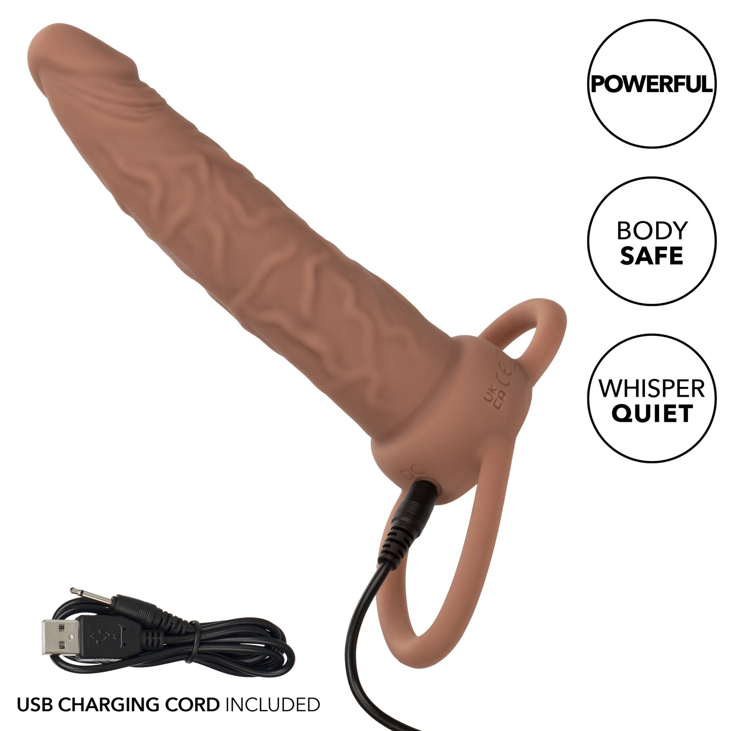 Performance Maxx Double Penetration Vibrating Dildo - Light Chocolate