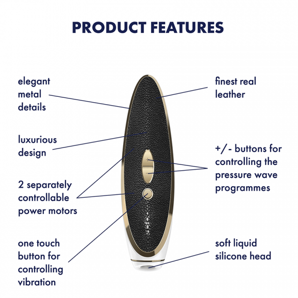 Satisfyer Luxury Air Pulsation + Vibration - Gold & Black Leather