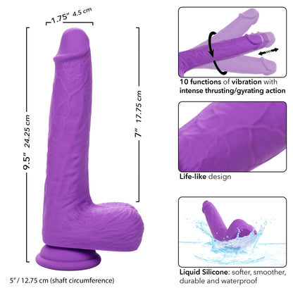 Silicone Stud Rumbling & Thrusting 9.5 Inch Pink Dildo