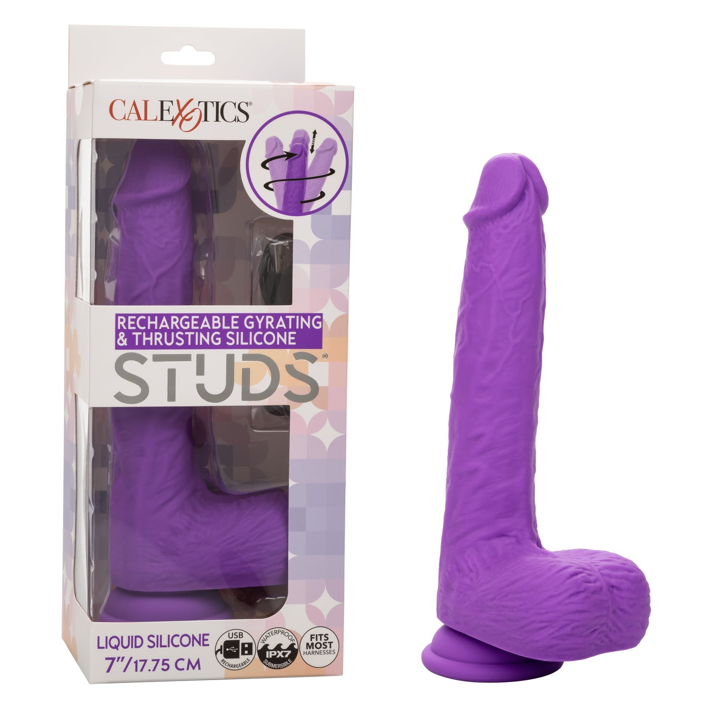 Silicone Stud Rumbling & Thrusting 9.5 Inch Pink Dildo