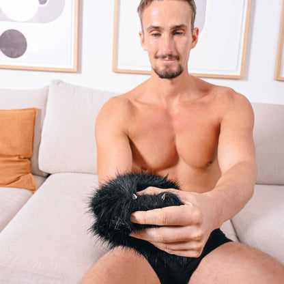 Spiked and Furry Black Sensory Mitt