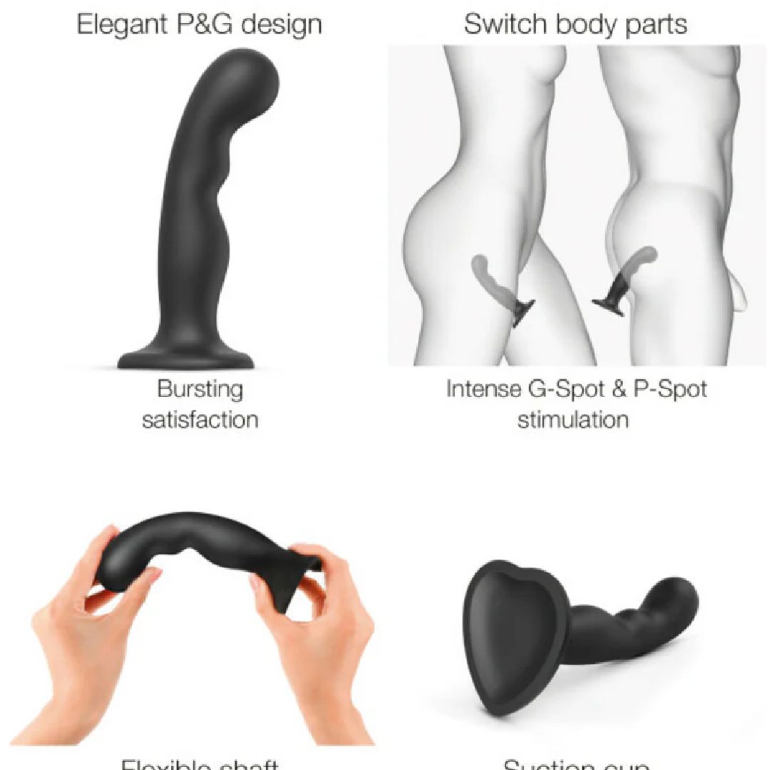 Strap-On-Me Small Prostate & G-Spot Silicone Suction Cup Dildo - Black