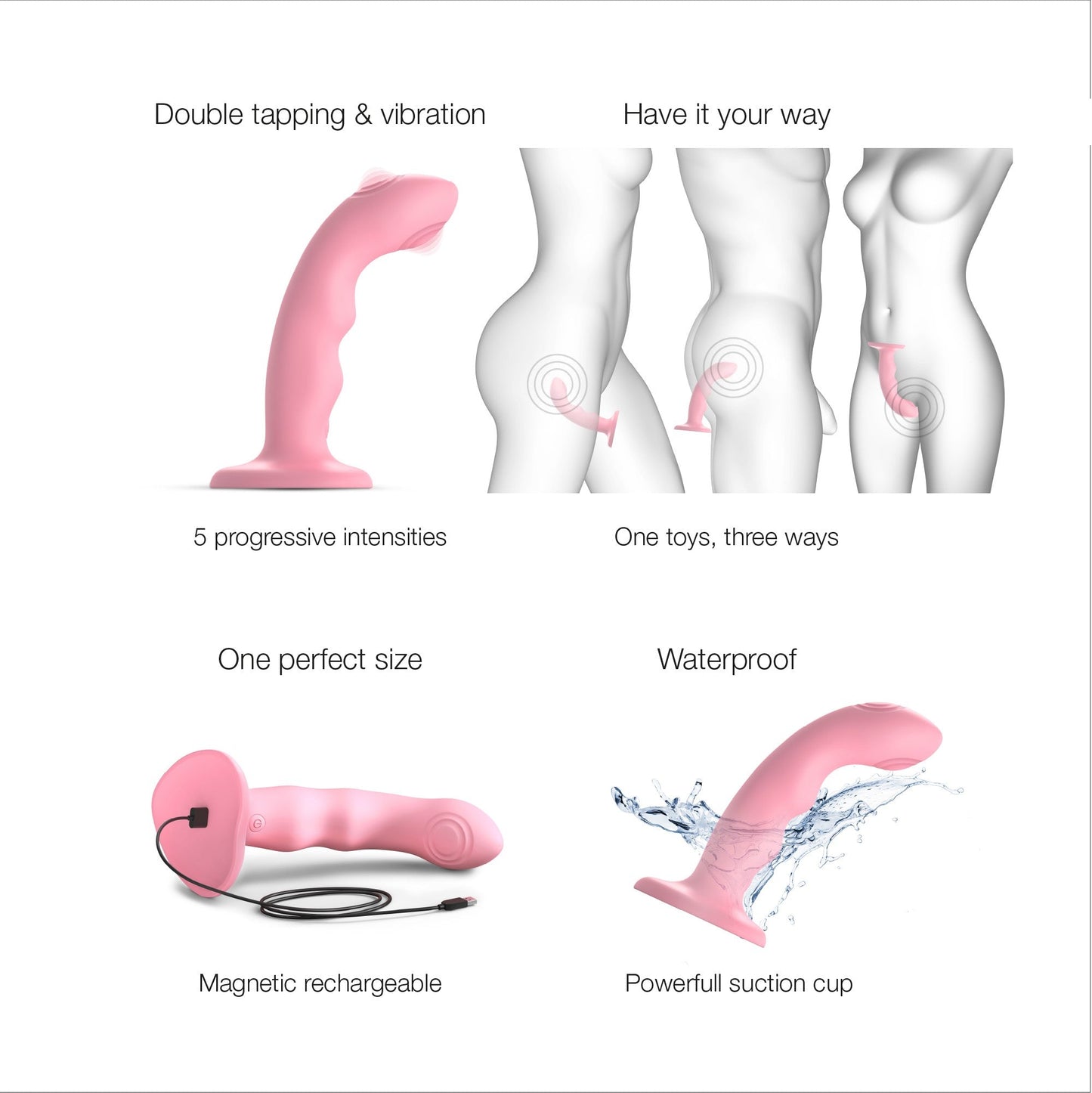 Strap on Me G-Spot Tapping Silicone Dildo - Pink