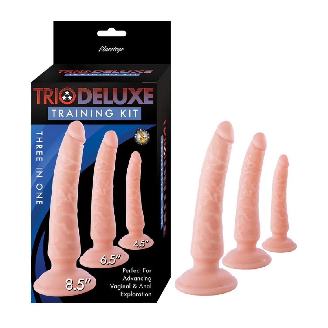 Trio Deluxe Advanced Anal Training Kit with 3 Realistic Dildos - Vanilla
