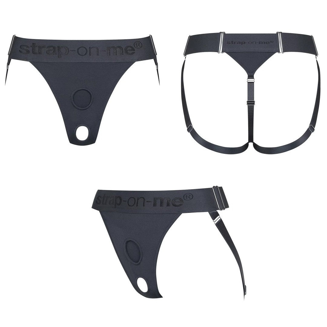 Unique Strap On Me Double Penetration Harnesses - Grey